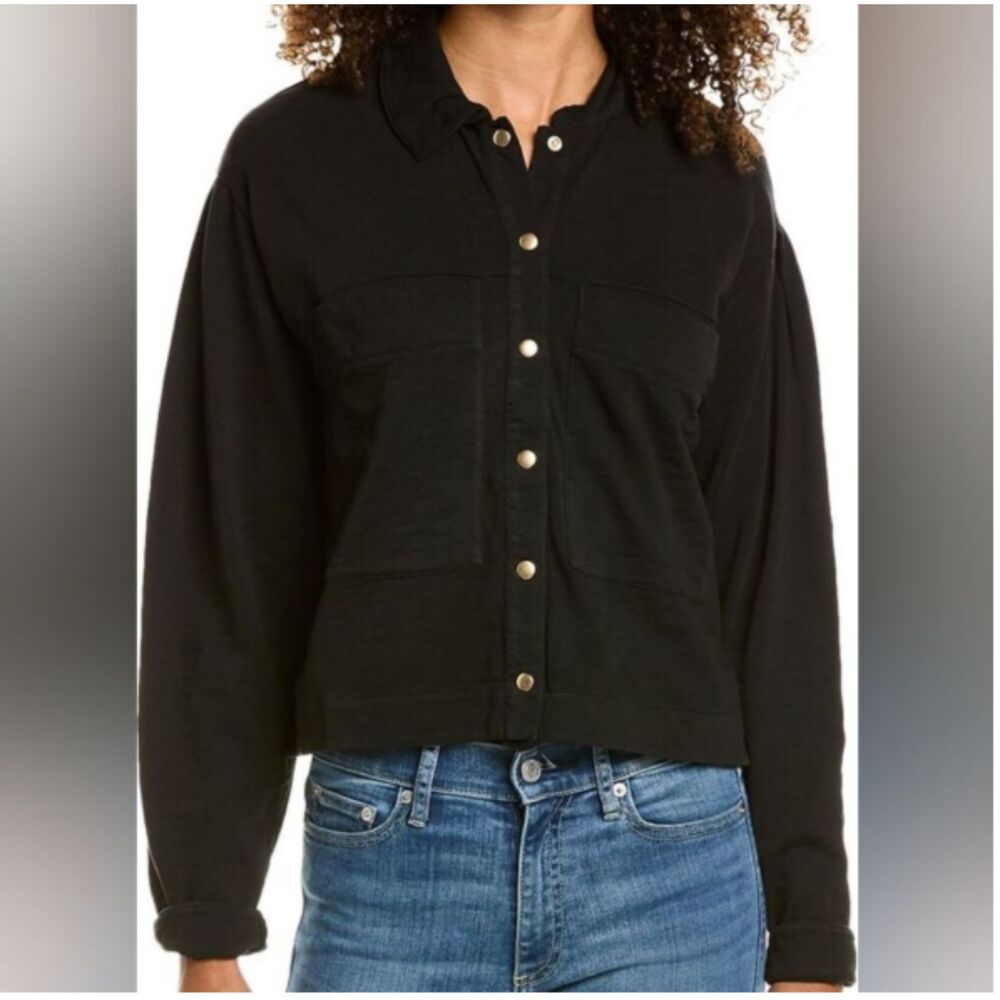 Nation LTD Black Button Front Cotton Shirt Jacket Size XL